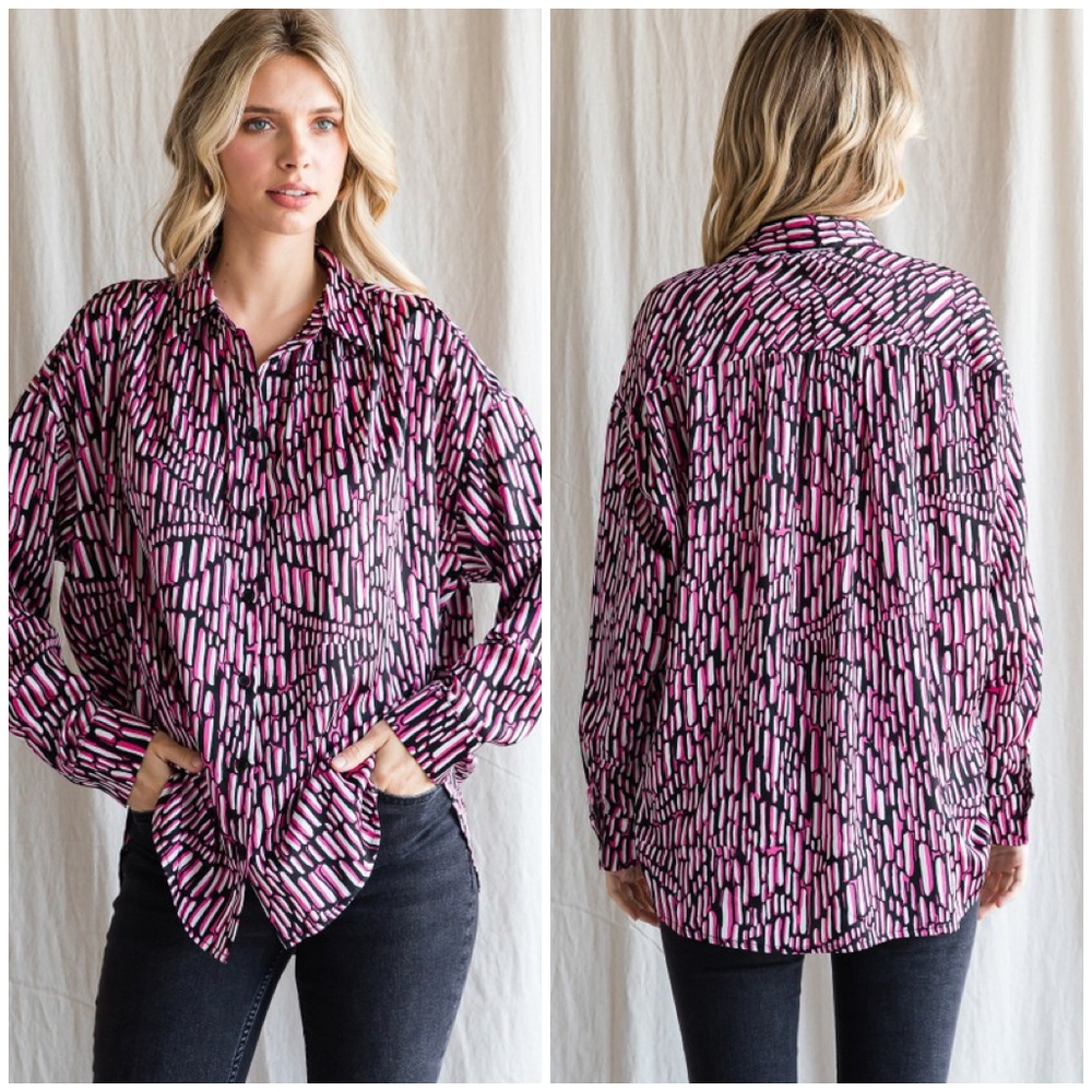 JODIFL Sophisticated Oversized Silk Long Sleeves Top